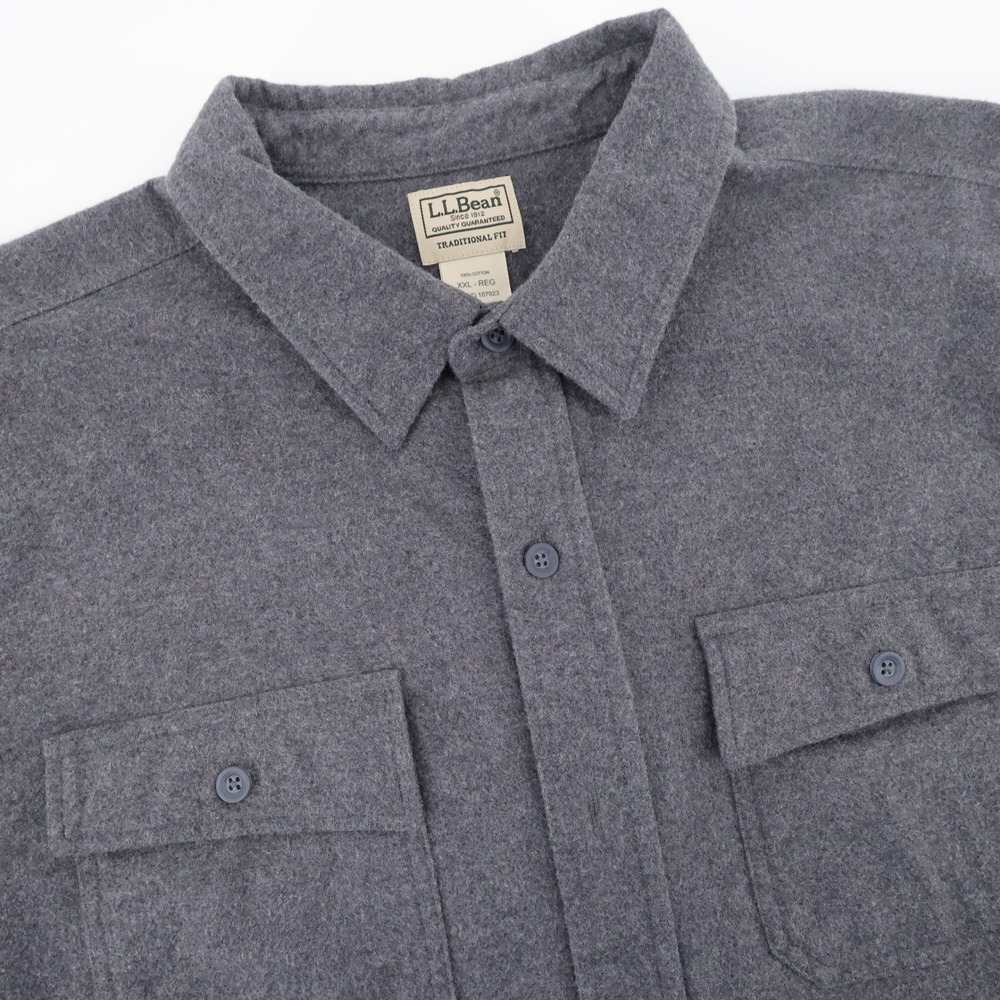 LL Bean Traditional Fit Chamois Shirt Gray Long Sleeve Mens XXL